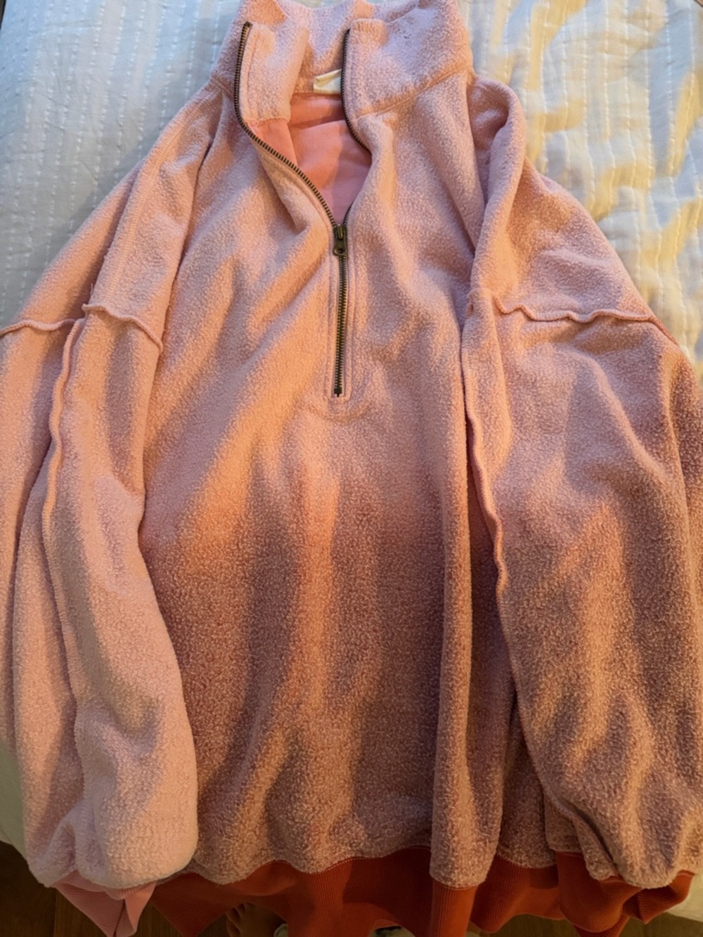 Urban Outfitters Pink Fleece Half-Zip Pullover